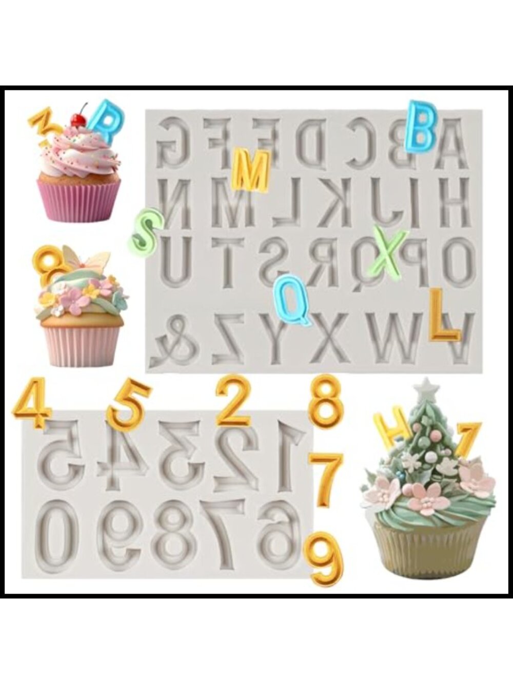 Silicone Alphabet Number Molds Fondant Chocolate Cake Decorating Set